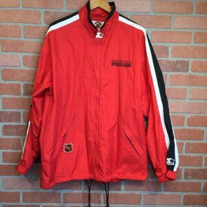 Vintage Carolina Hurricanes Starter Jacket Size L Red Nylon Full Zip NHL Hockey